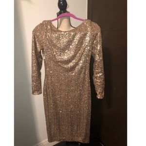 💜 GOLD SEQUIN RALPH LAUREN DRESS SZ 2 💋